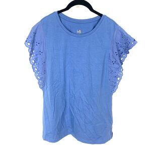 BELLE BY KIM GRAVEL LACED FLORAL WING SLEEVE TOP -XL